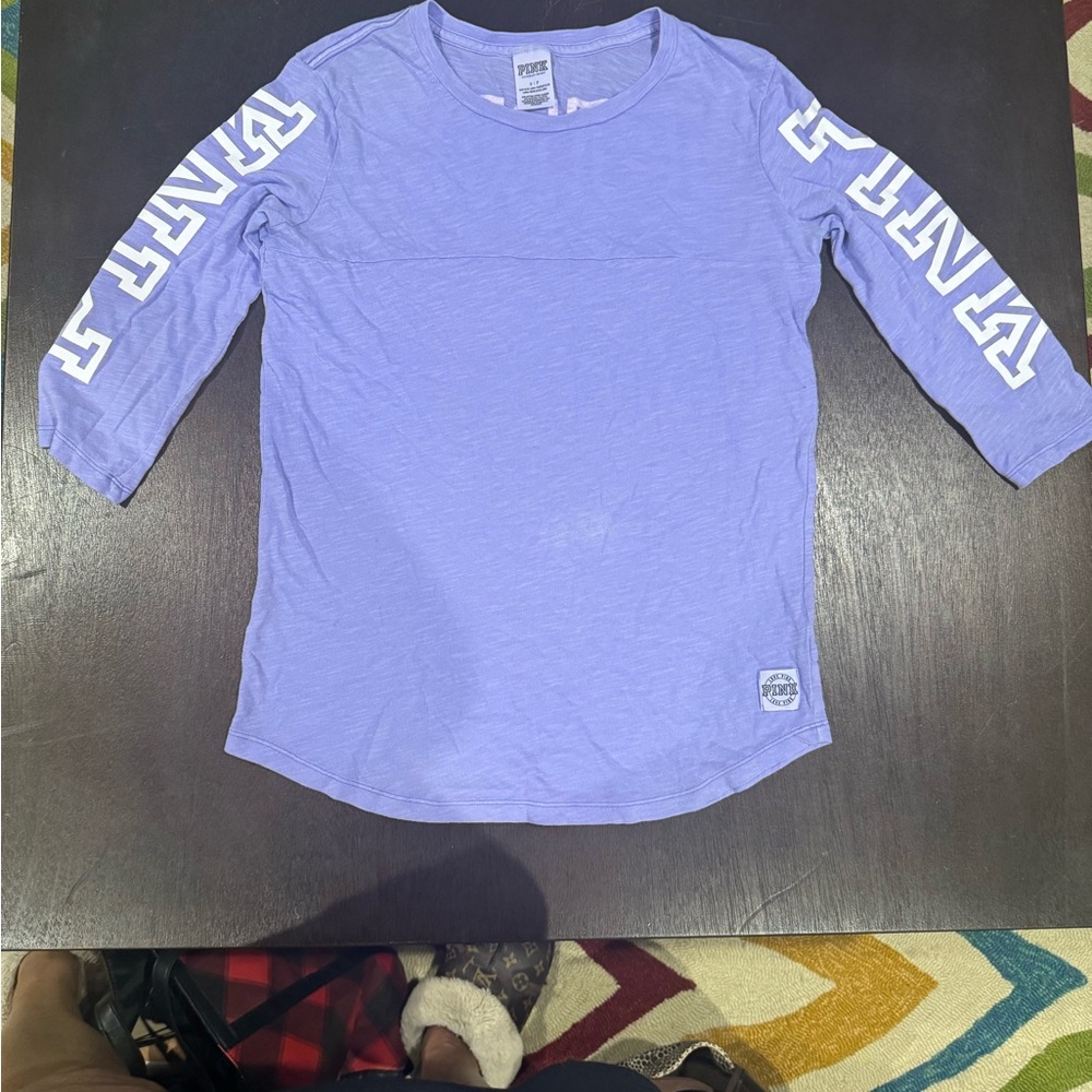 PINK Victoria's Secret Purple Long Sleeve Tee Casual Crew Neck